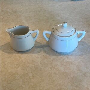 Gibson  White Sugar Bowl with Gold Trim, Vintage